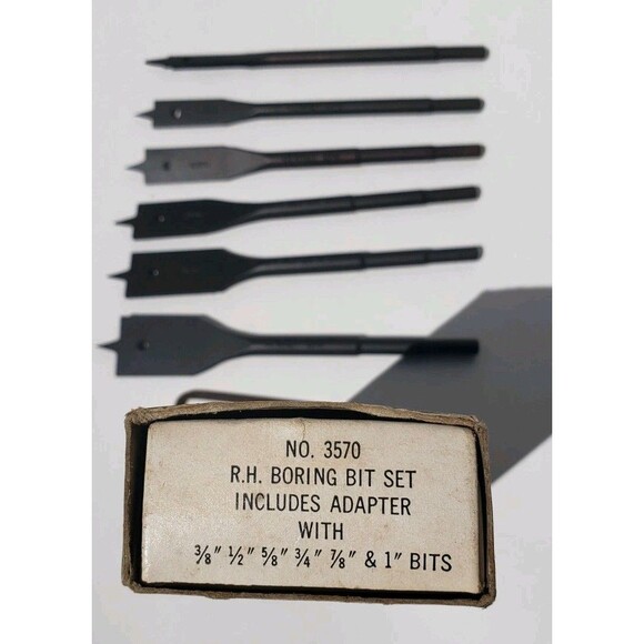 Vintage DeWalt R.H Boring Bit Set No. 3570 W/adapter 3/8,1/2,5/8,3/4,7/8,1”. - Picture 4 of 10